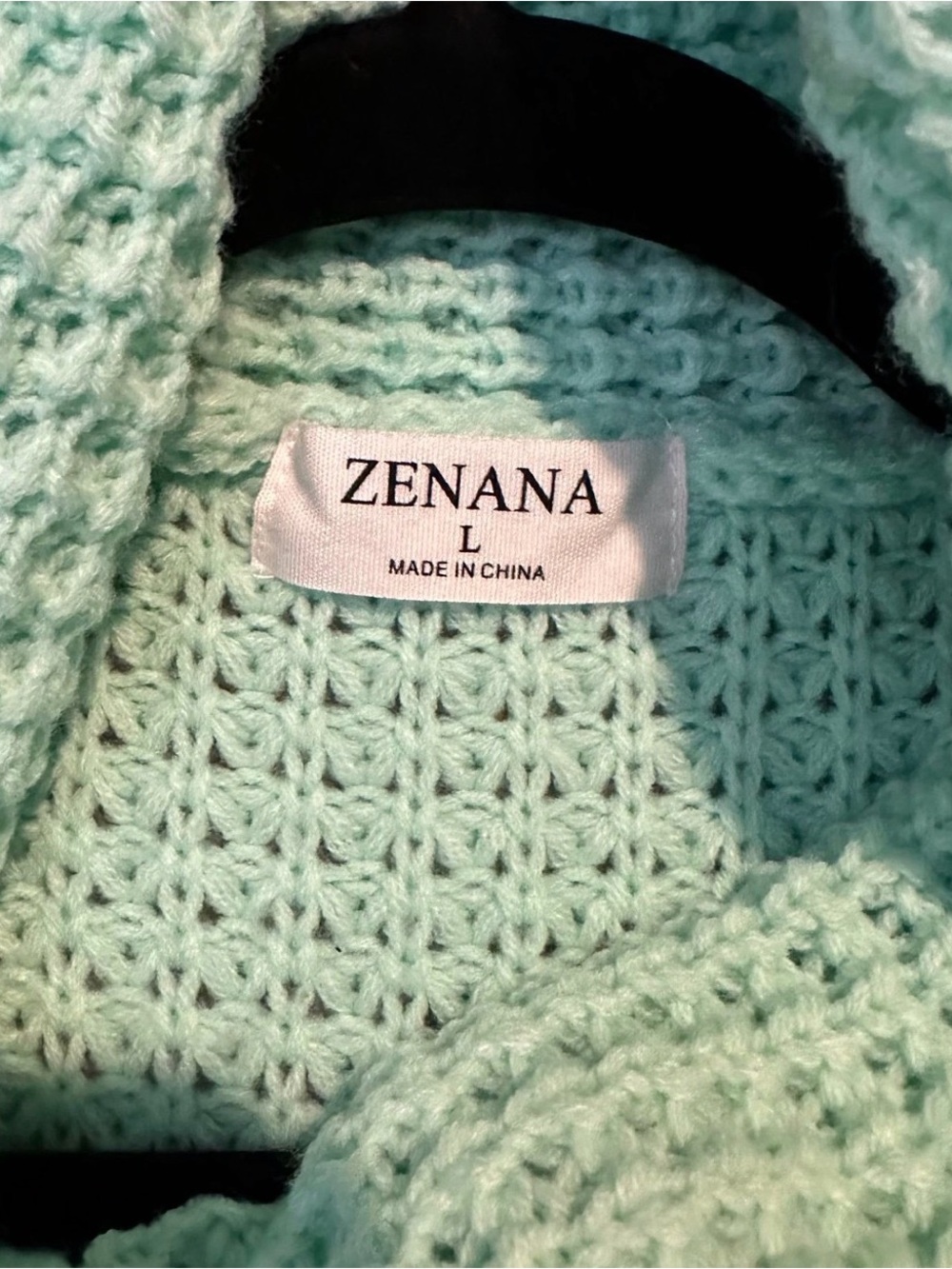 Women’s Waffle Knit Sweater Loose Turtleneck Top Button Wrap Teal - Picture 7 of 7